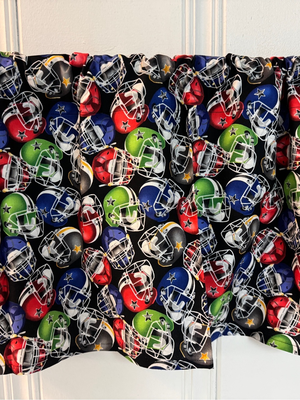 Football helmets window valance curtain